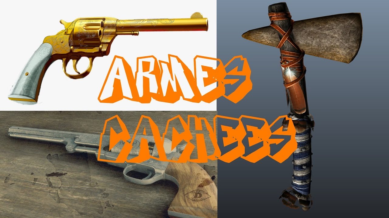 armes cachées GTA 5 revolver double action, hachette en pierre, revolver de la navy
