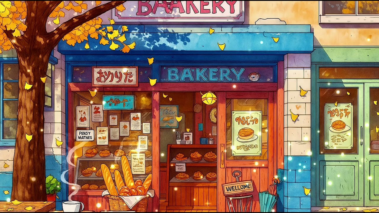 10分のシネマなひととき🥖早起きした日はパン屋さんへ🥐作業用BGM｜秋｜紅葉｜パン屋さん｜朝｜カフェ｜Lo-fi｜relax｜healing