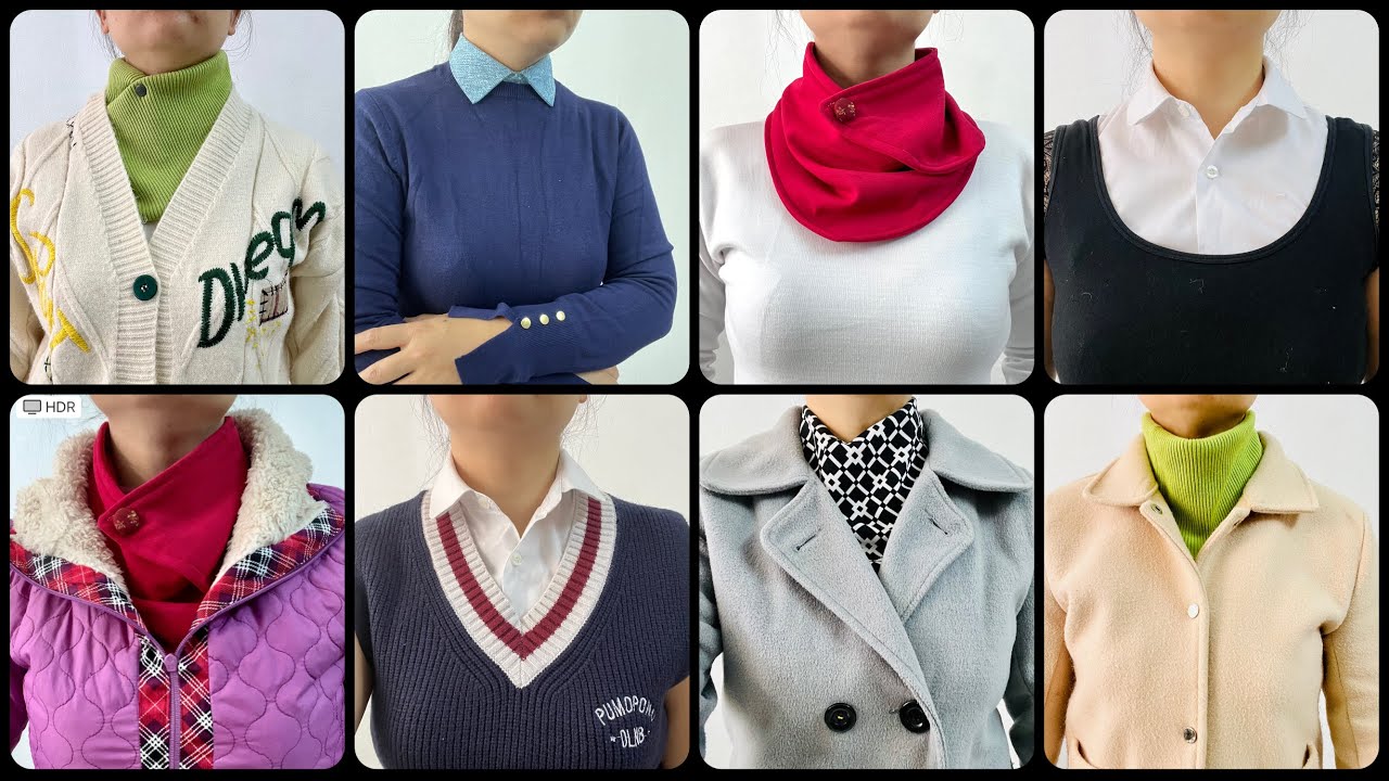 👉 This video shows many ways to sew a fake collar, very suitable for cold winter