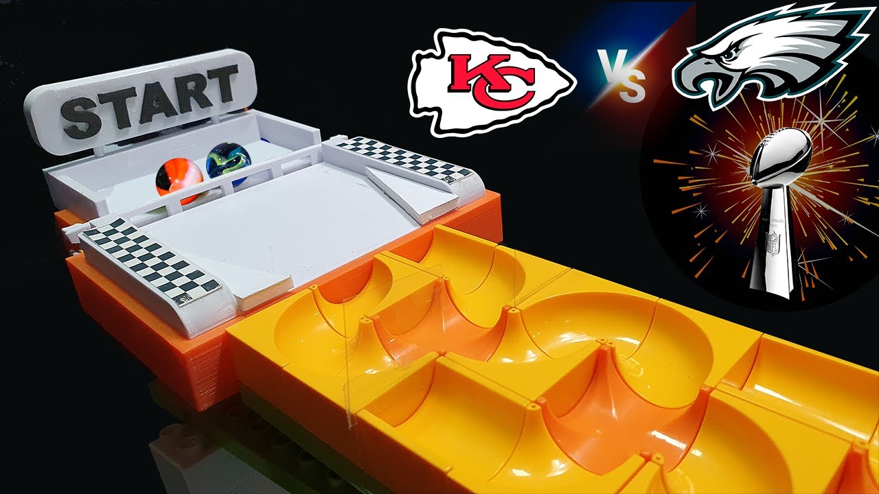 Chiefs vs Eagles Superbowl marble race