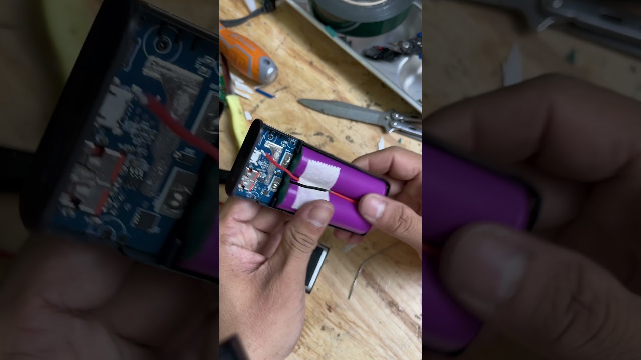 Độ pin lion cho sạc dự ph&ograve;ng lipo || Tuyenergy #shorts