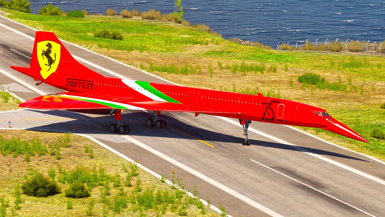 This Concorde Ferrari Takeoff With Full Afterburners from a Short Runway is Crazy!