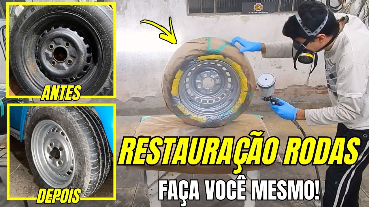 COMO PINTAR RODAS EM CASA PASSO A PASSO (Restauração de rodas Fusca 1972)