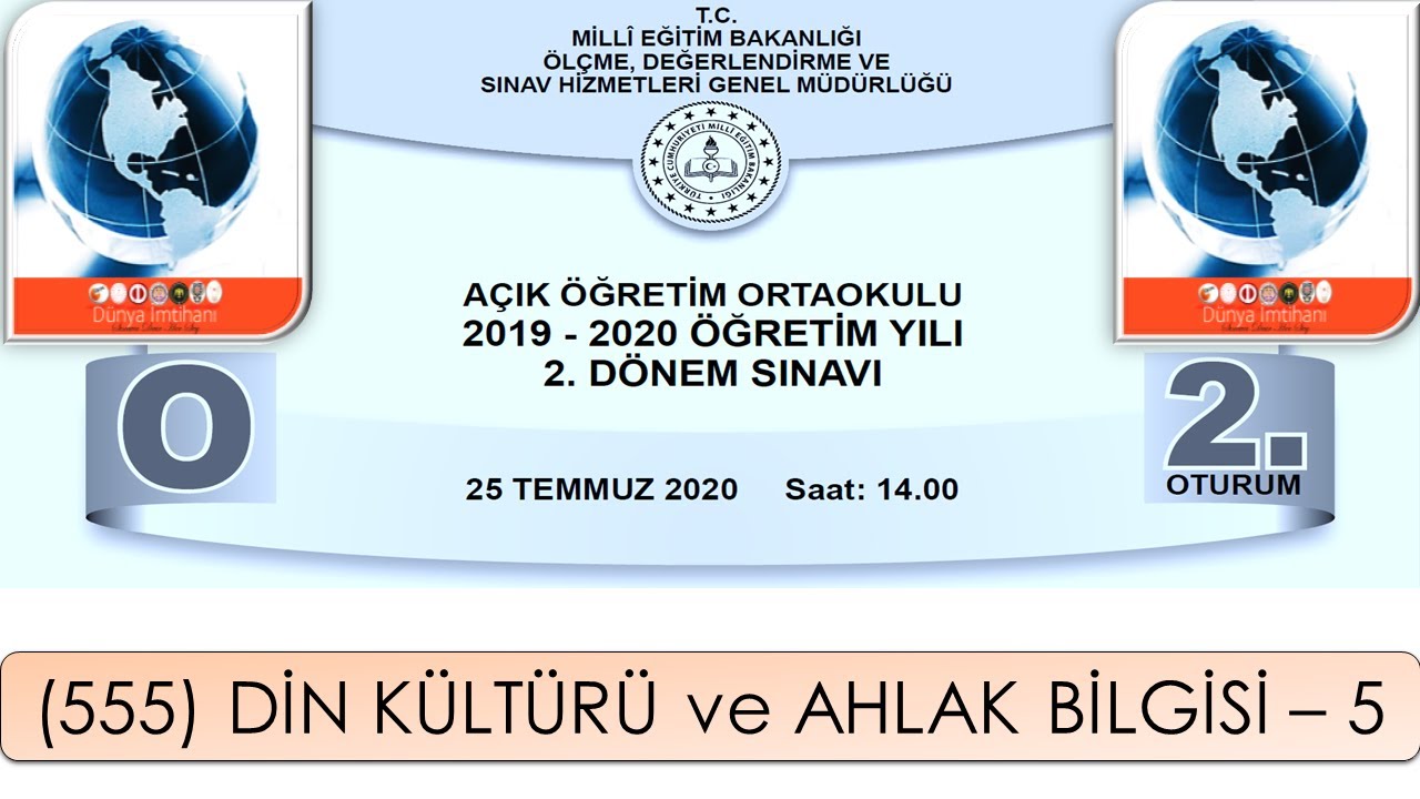 2020 / 2. DÖNEM / AÇIK ÖĞRETİM ORTAOKULU / (555) DİN KÜLTÜRÜ VE AHLÂK BİLGİSİ – 5