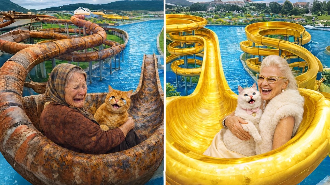 💧 POOR Granny & Kitten TURNED Their House Into A WATERPARK But Rich Lady Destroyed Everything #cat