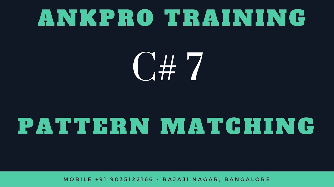 C# 7 Chapter 7 : Pattern matching feature in c# 7.0
