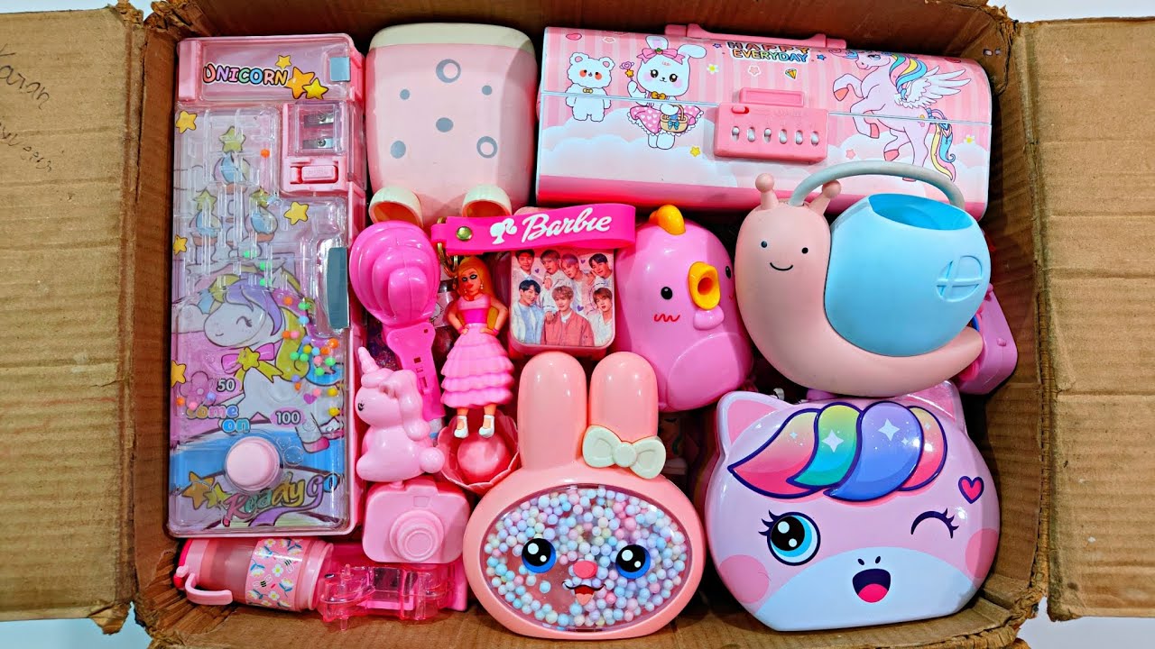 Unboxing Cute🥰 Pink Stationery 📚, Pencil Box, Sharpener, Piggy bank, Table lamp, Erasner, Pen Stand