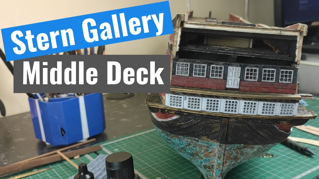Santisima Trinidad - Part 24 - Stern Gallery 4 (Middle deck, 3d Printed and paint chipping effects)