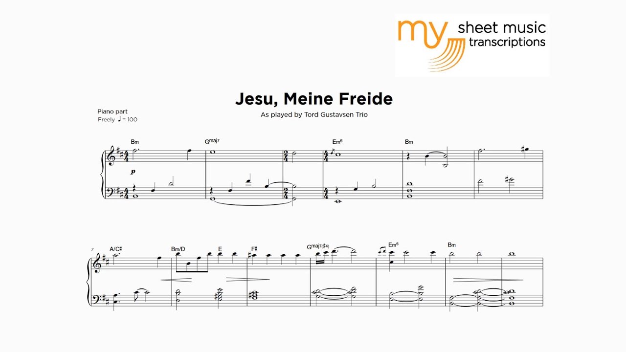 Jesu, Meine Freude - As played by Tord Gustavsen Trio (Jazz Transcription)