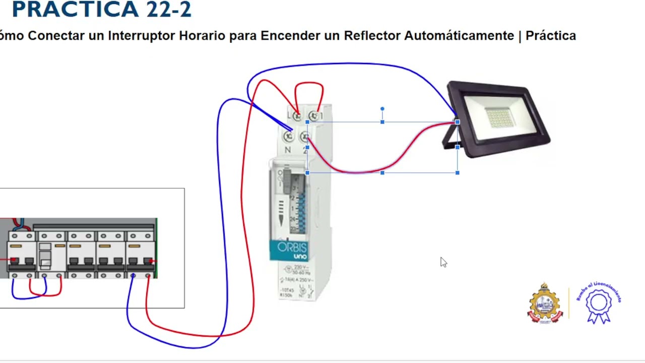 C&oacute;mo Conectar un Interruptor Horario para Encender un Reflector Autom&aacute;ticamente | Pr&aacute;ctica 22 -2