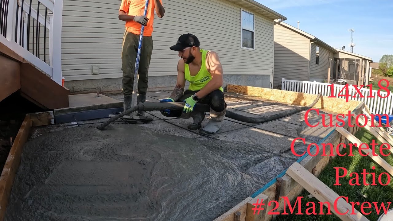 14x18 Custom Concrete Patio ✅ *Concrete Pumping Timelapse #2mancrew