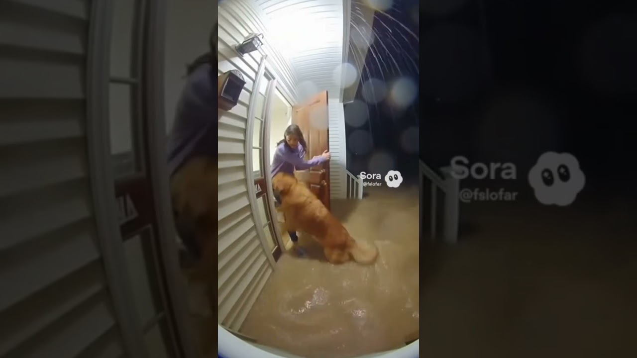 FLASH FLOOD RESCUE IN REAL TIME 🌊🐶 – GIRL SAVES DOG FROM RAGING WATER
