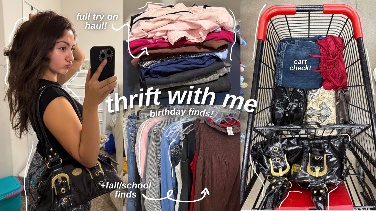come thrift with me! ☆・* ☕️🧣・* cozy vlog with pinterest inspired finds +full try on haul