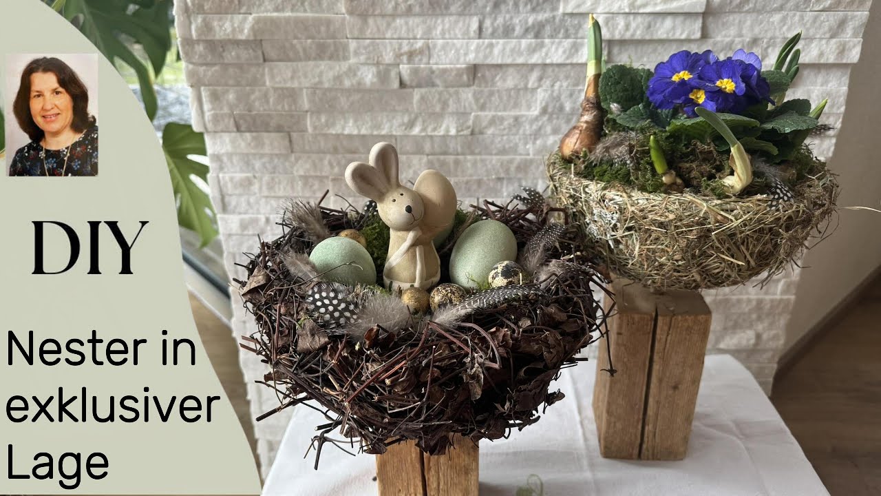 DIY 2 tolle Nester selber machen,aus Heu oder Rückschnitt.