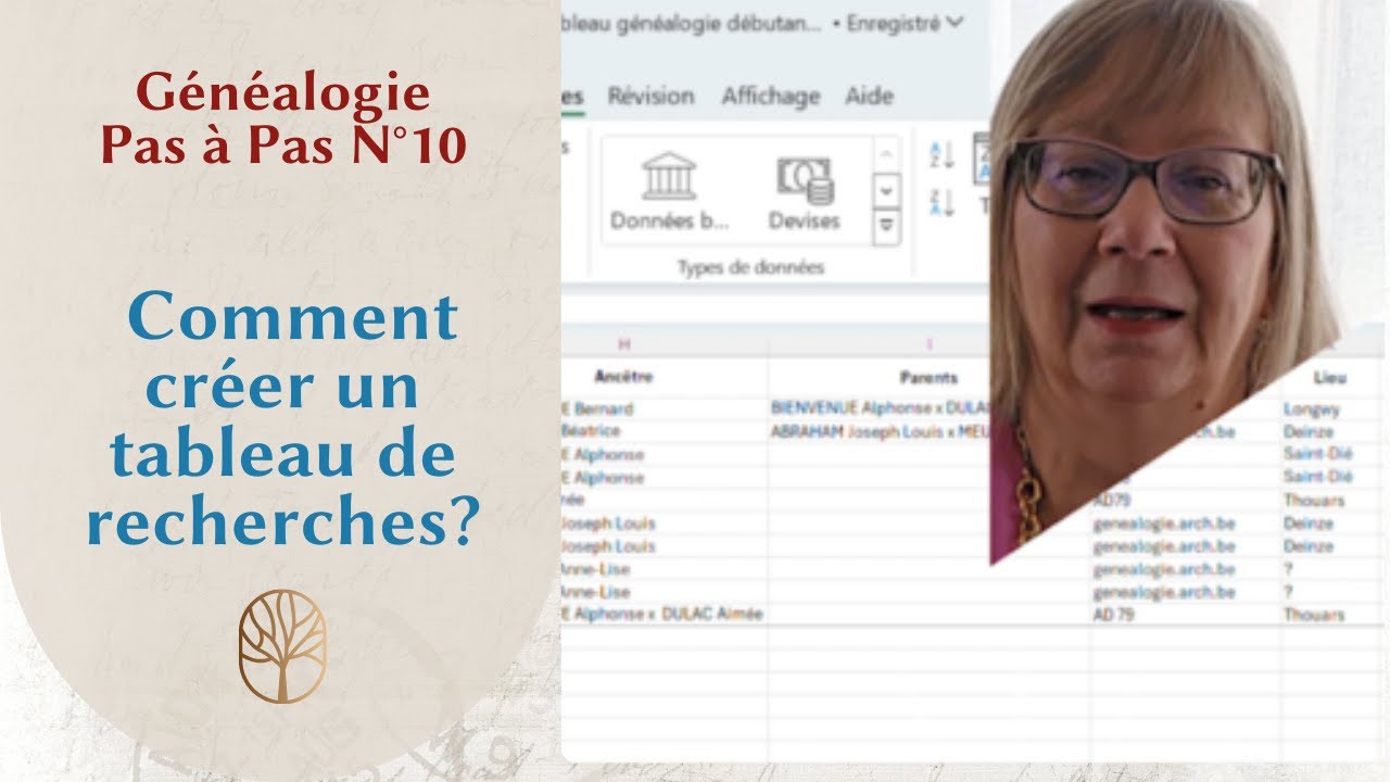 Généalogie Pas à Pas n° 10 Comment créer un tableau de recherches ?