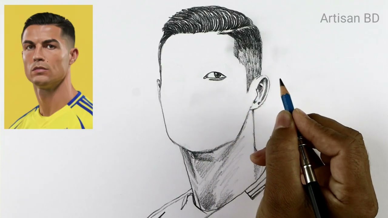 Cristiano Ronaldo Face Portrait Drawing tutorial #ronaldo