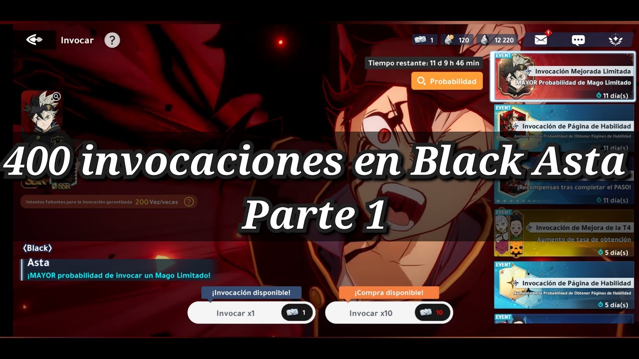 400 Invocaciones Por Black Asta Parte 1 *Black Clover M*