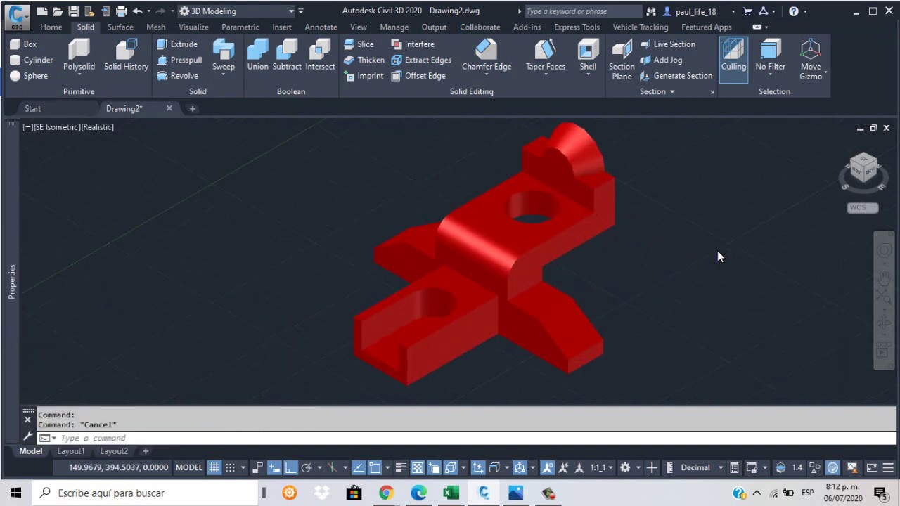aprende a dibujar esta  pieza en autocad 3d