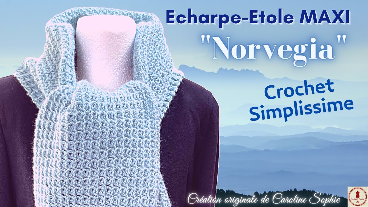 ECHARPE  ou ETOLE CROCHET : Grande écharpe étole au crochet facile tout niveau