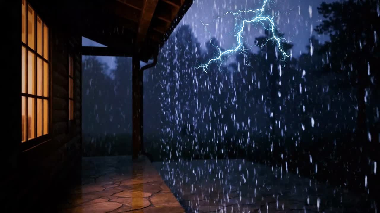 No Ads Rain Sounds for Sleeping – Continuous Rainstorm & Thunder (8 Hours)