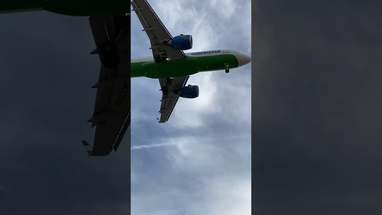 Landing Airbus A320 and beautiful sunset. Uzbekistan airways. UK32014. NMA - TAS