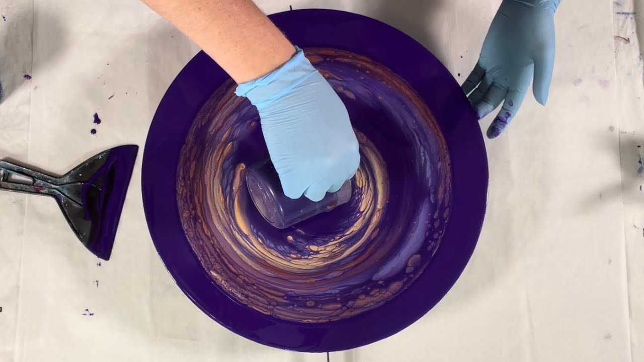 (461)  Nautilus Spiral Spinning Straight Pour - Boulder Cells -  Fluid Acrylic Paint Pouring