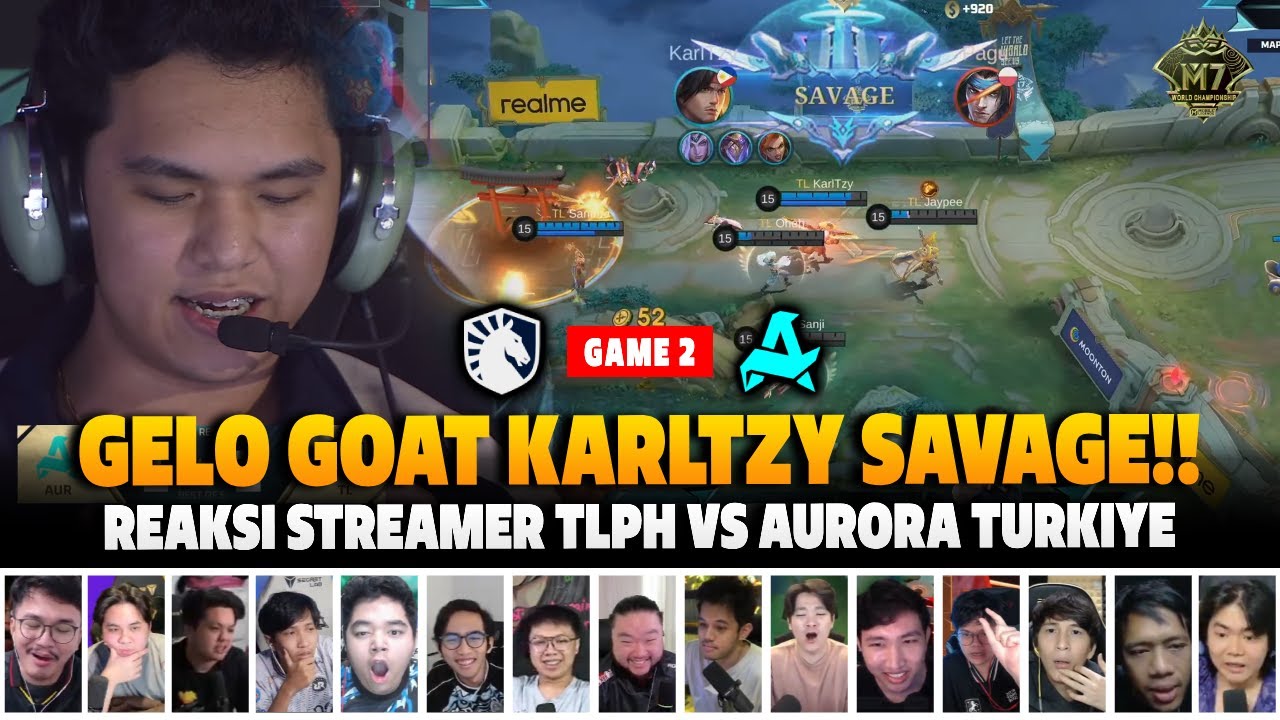 GELO YSS GOAT KARLTZY SAVAGE❗REAKSI STREAMER M7 LOWER BRACKET TLPH VS AUR | GAME 2