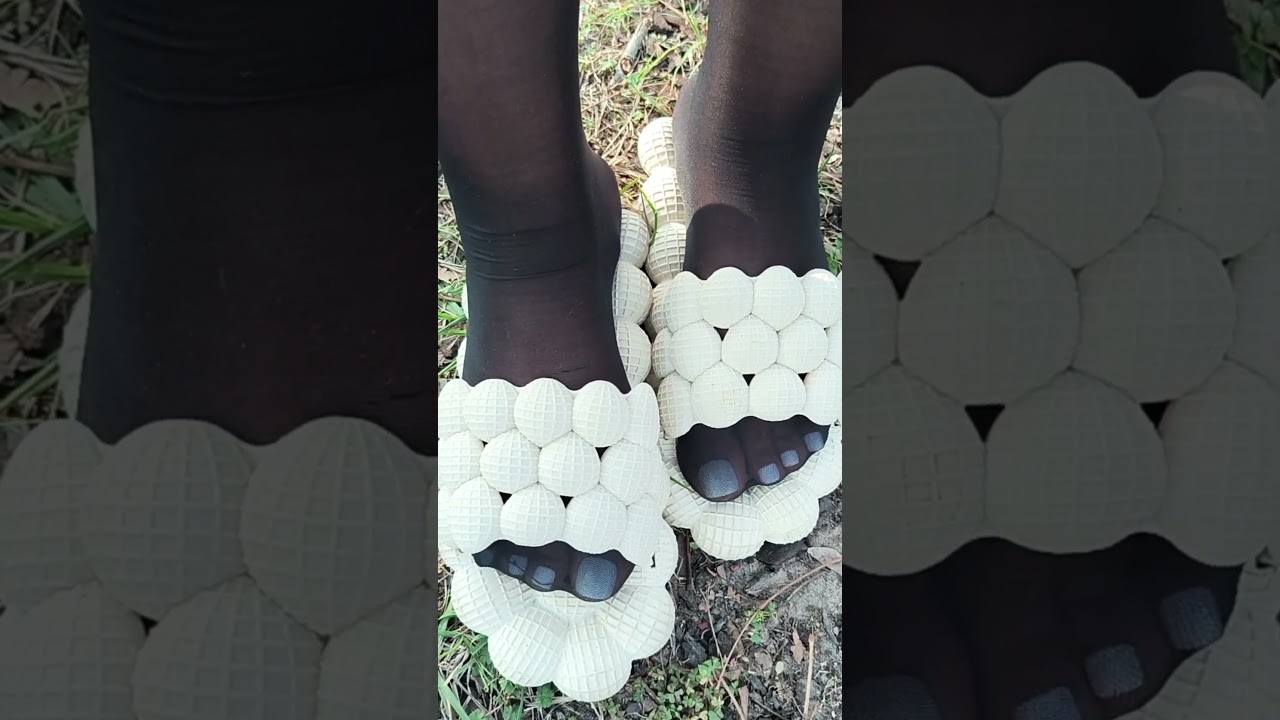 “Black Nylon Sandals Tease 👣🖤”