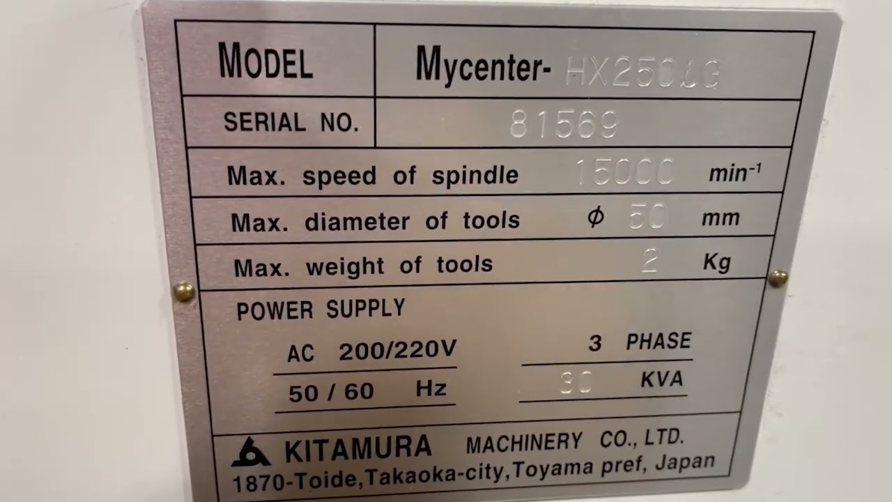 Kitamura Mycenter-HX250iG Ultra Compact 4-Axis CNC Horizontal Machining Center
