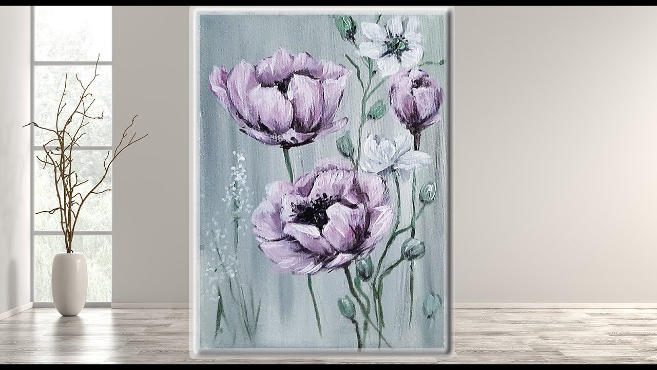 Acrylic painting/ Step by Step /Easy flowers For beginners / MariArtHome