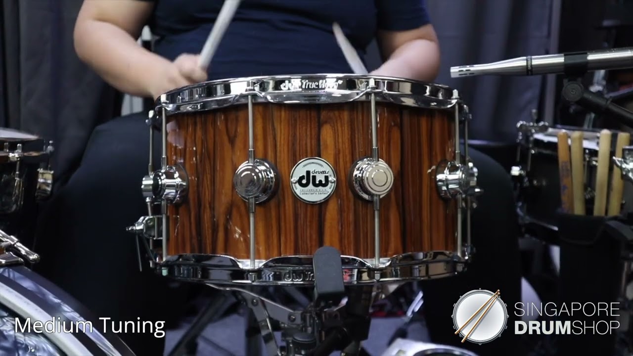 DW Collector's Series Natural Gloss over Santos Rosewood 14x7 Persimmon Snare Drum