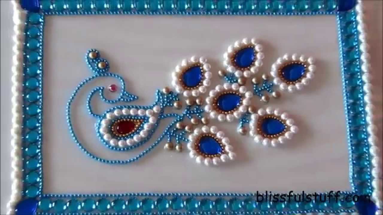 DIY-Beautiful Kundan Peacock Rangoli,Peacock rangoli motif,How to make peacock rangoli