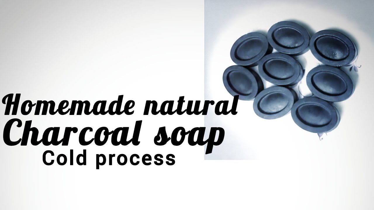 Homemade natural charcoal soap making