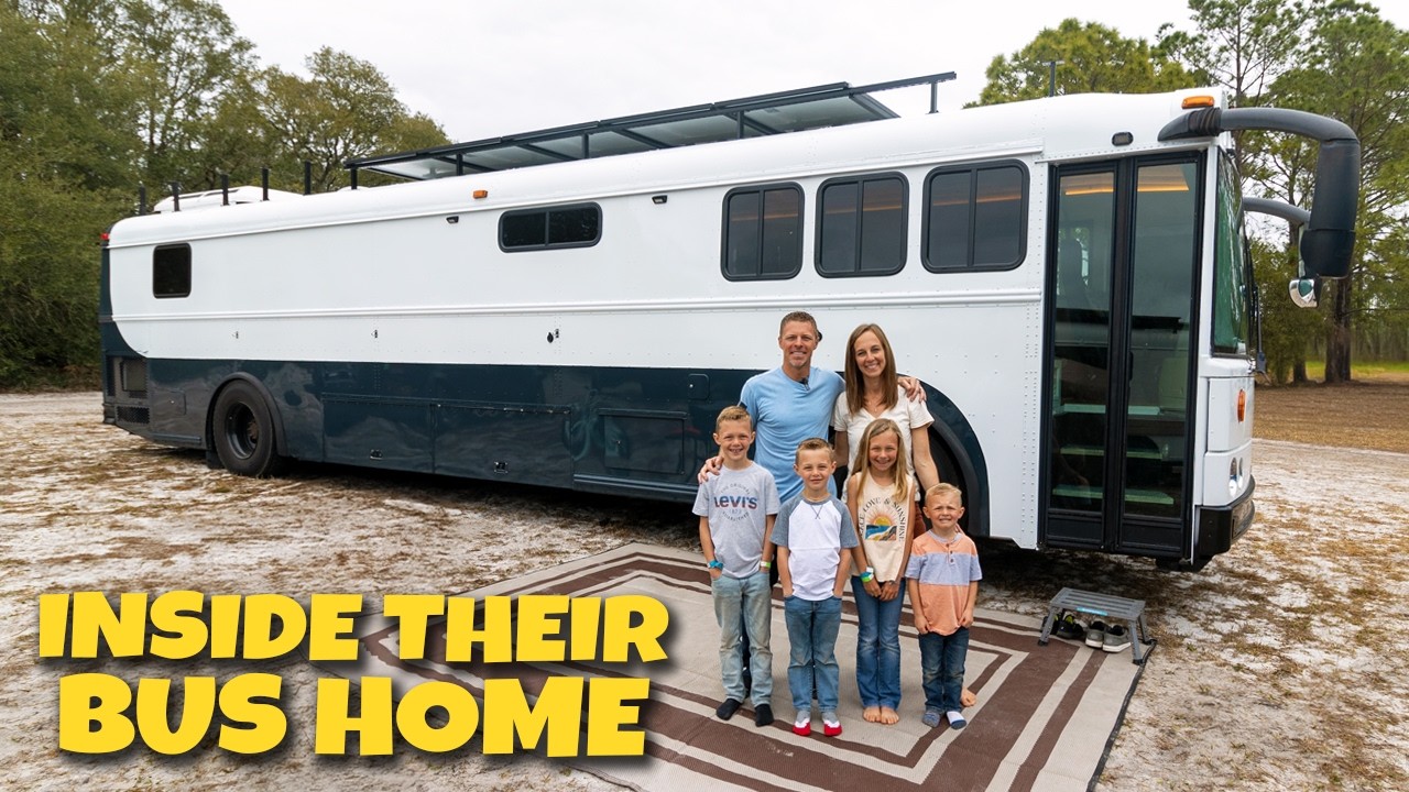 This DIY School Bus Conversion is an Off-Grid Home for a Family of 6
