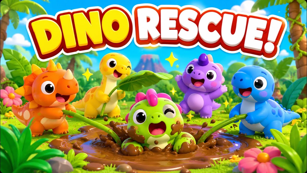 &ldquo;DINO RESCUE!&rdquo; Baby Dino is stuck in the mud! 🦕 Can the dinosaur friends help?