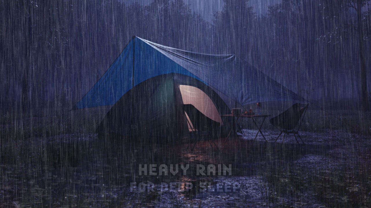 Sleep Through the Storm ⛺😴 | Heavy Rain Pouring Over a Tent in the Dark Forest 🌲⚡