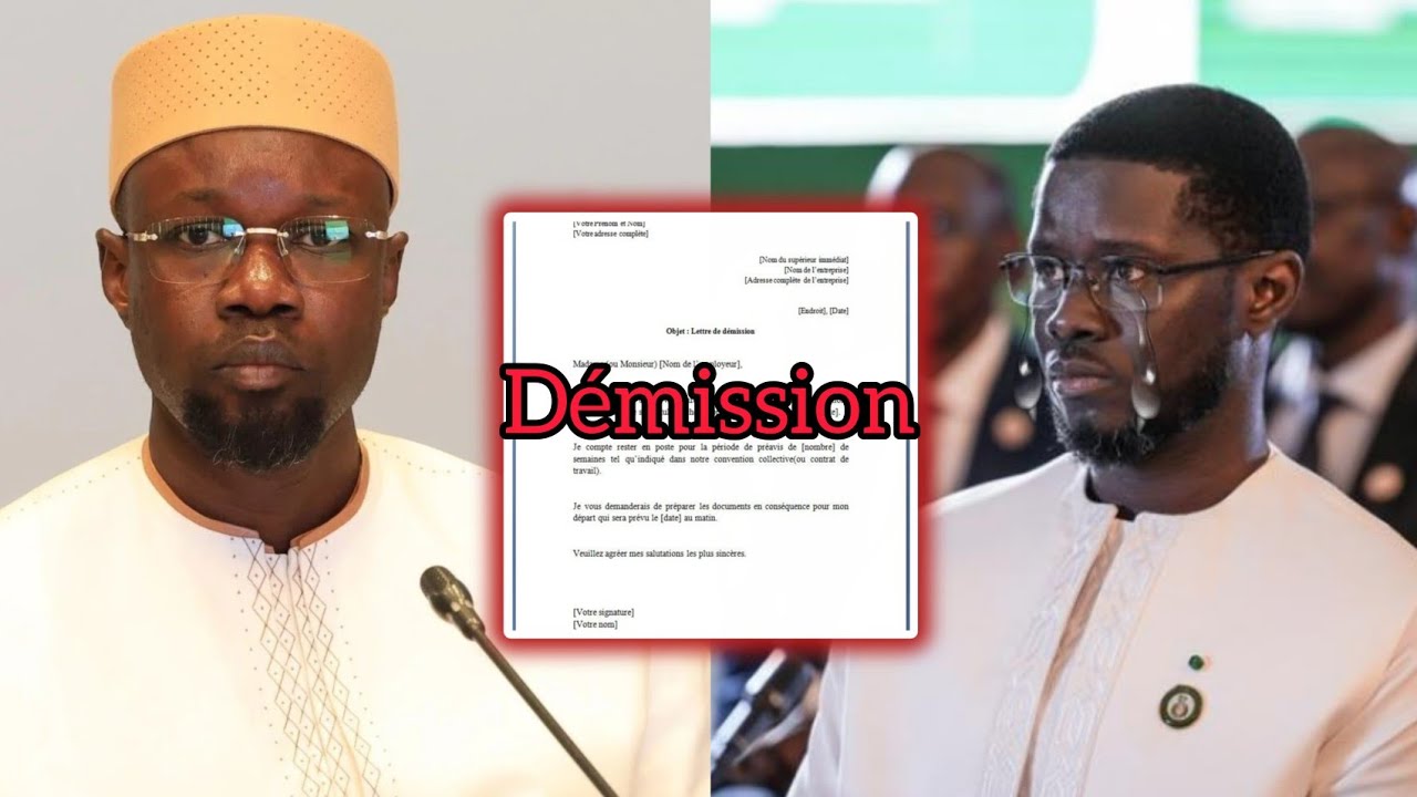 Urgent 🛑 : lettre de démission du premier ministre ousmane sonko sur la table de diomaye 