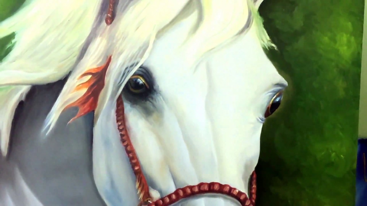 رسم حصان بالالوان الزيتية / How to Draw a Horse