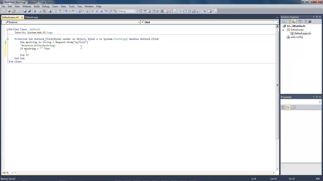 Visual studio 2010 - vb.net Lesson #2 - Call textfield value if else statement
