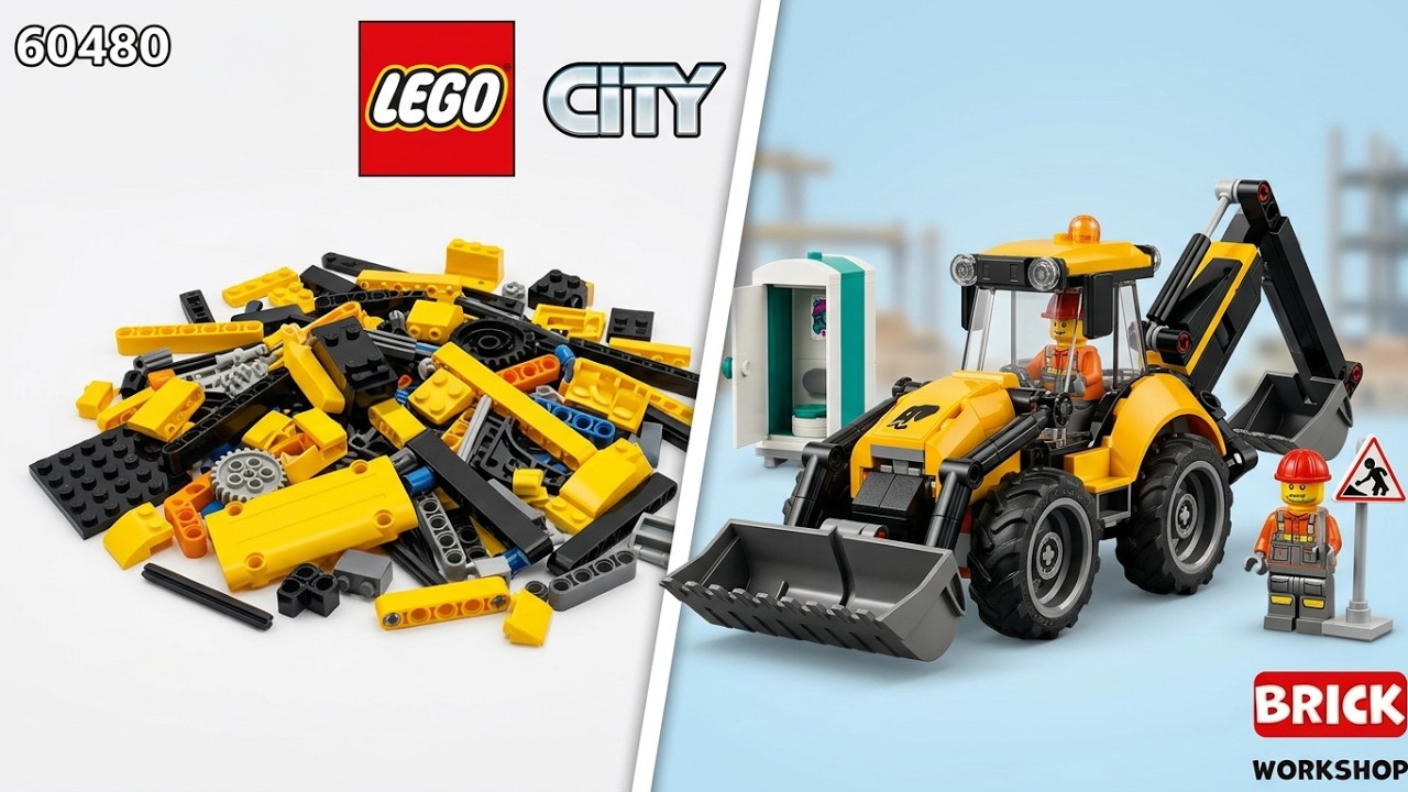 LEGO City 60480 Yellow Backhoe Loader | Step-by-Step Building Instruction