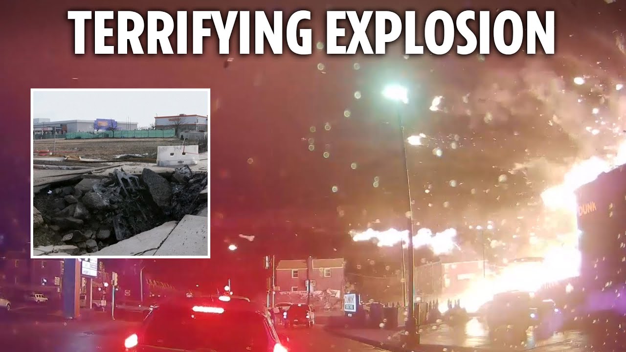 Incredible new footage shows medical jet EXPLODE and burst into flames after Philadelphia crash