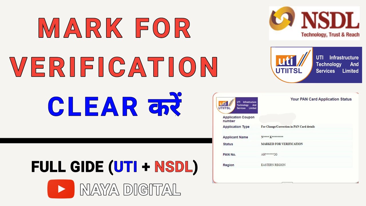 Mark For Verification Problem in UTI & NSDL PAN Card Application