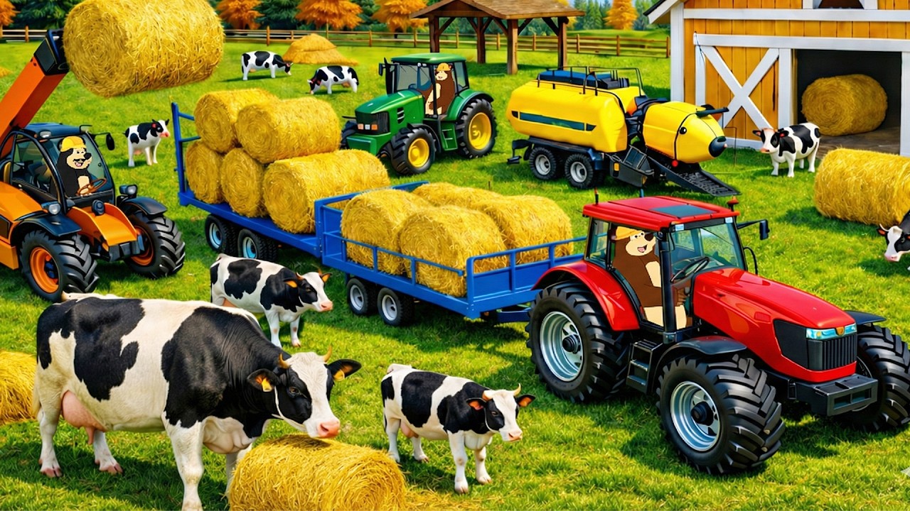 The Bear Farm: Preparing Land & Planting Grass for Dairy Cows 🐄🌱🚜 | Real Farm Animation