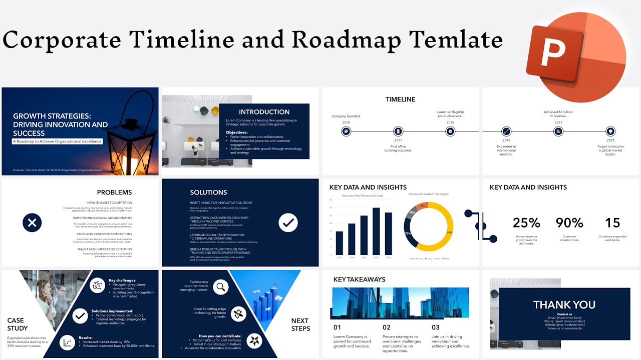 PowerPoint Corporate Timeline Roadmap Presentation Complete Template
