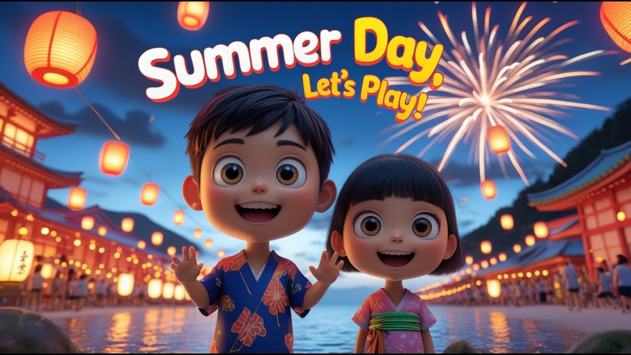 Summer Day, Let's Play! 🎆 Japanese Summer Festival Song for Kids | Fun 3D Animation & Nursery Rhymes