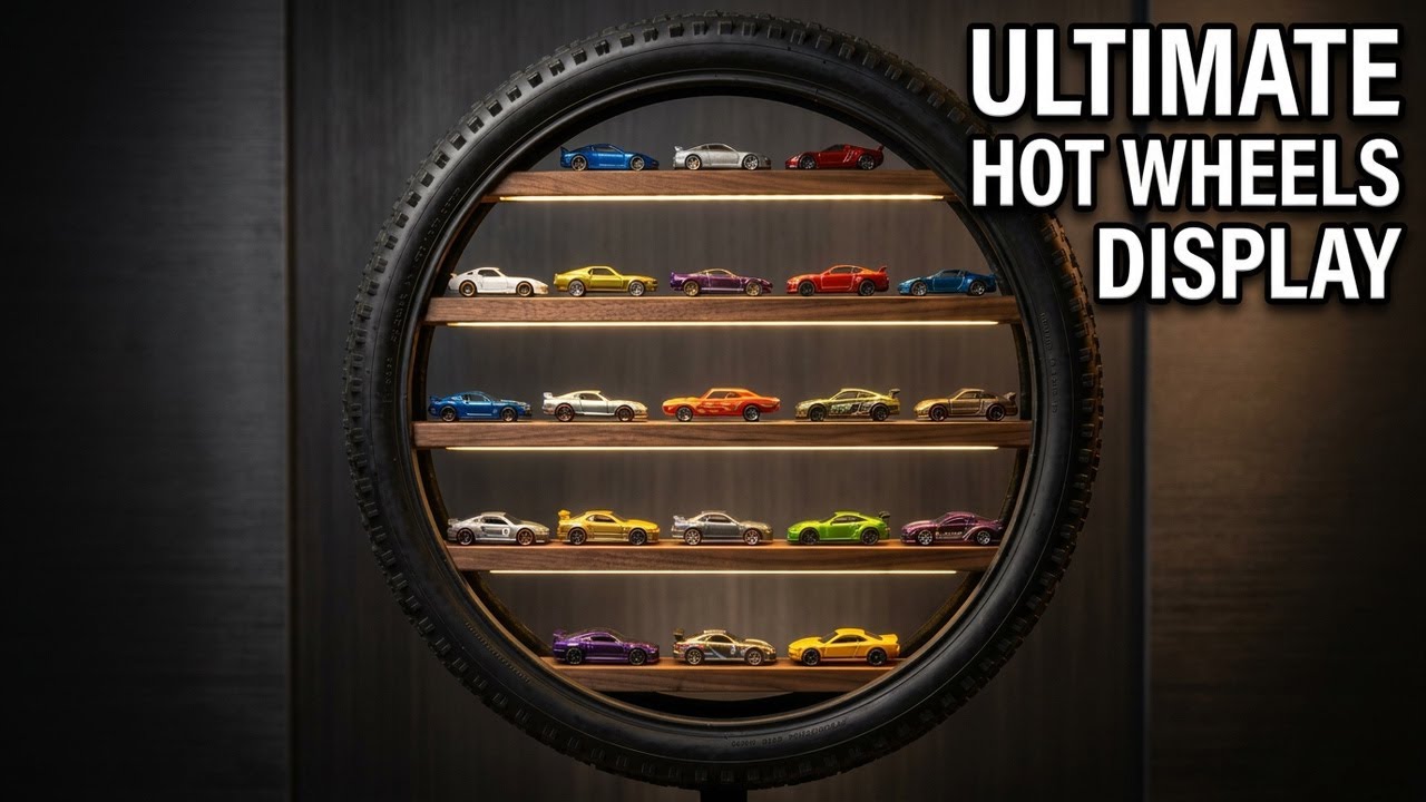 Hot Wheels Display Using a Bike Tire