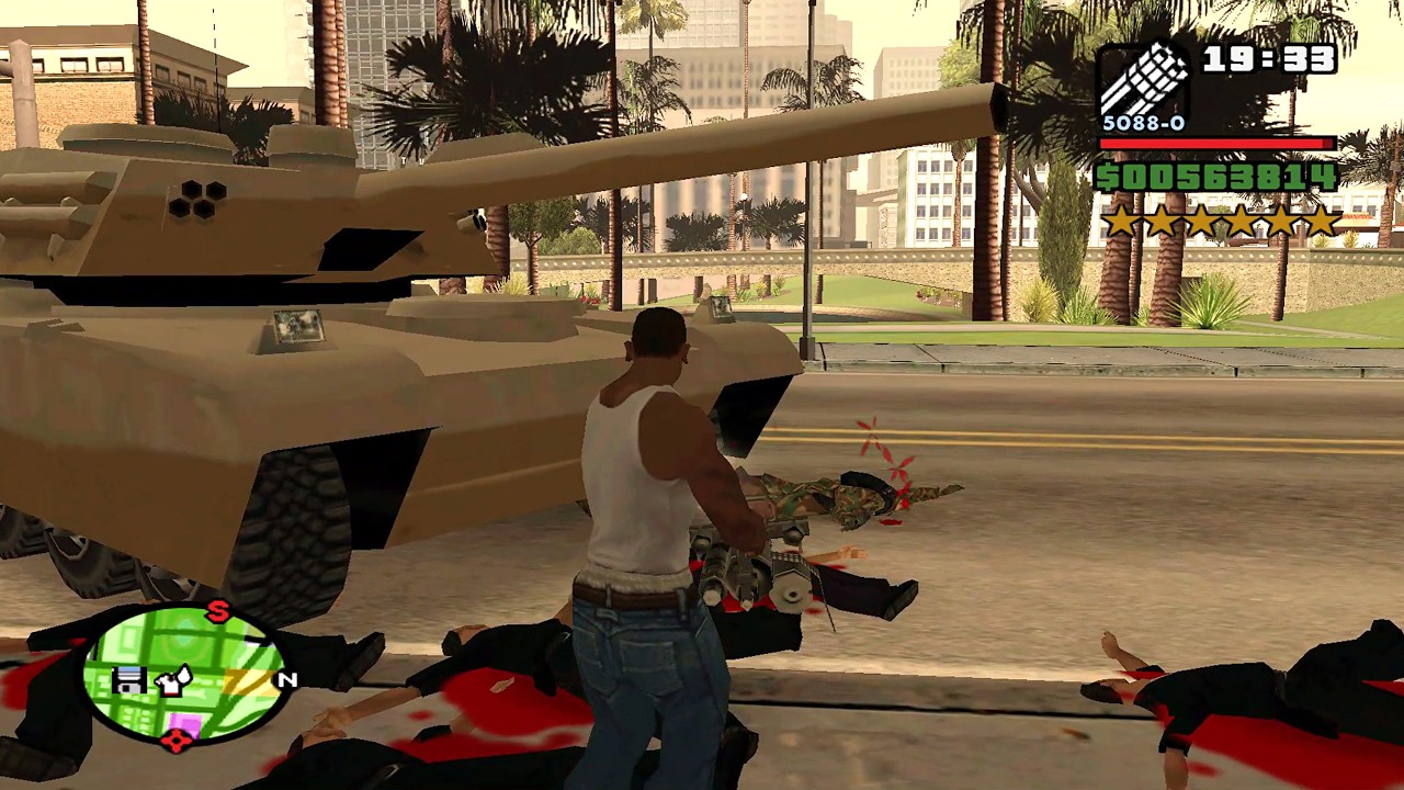 ⭐⭐⭐⭐⭐⭐SIX STARS WANTED LEVEL RAMPAGE WITH TANK | 6 STAR WANTED LEVEL ESCAPE IN GTA SAN ANDREAS