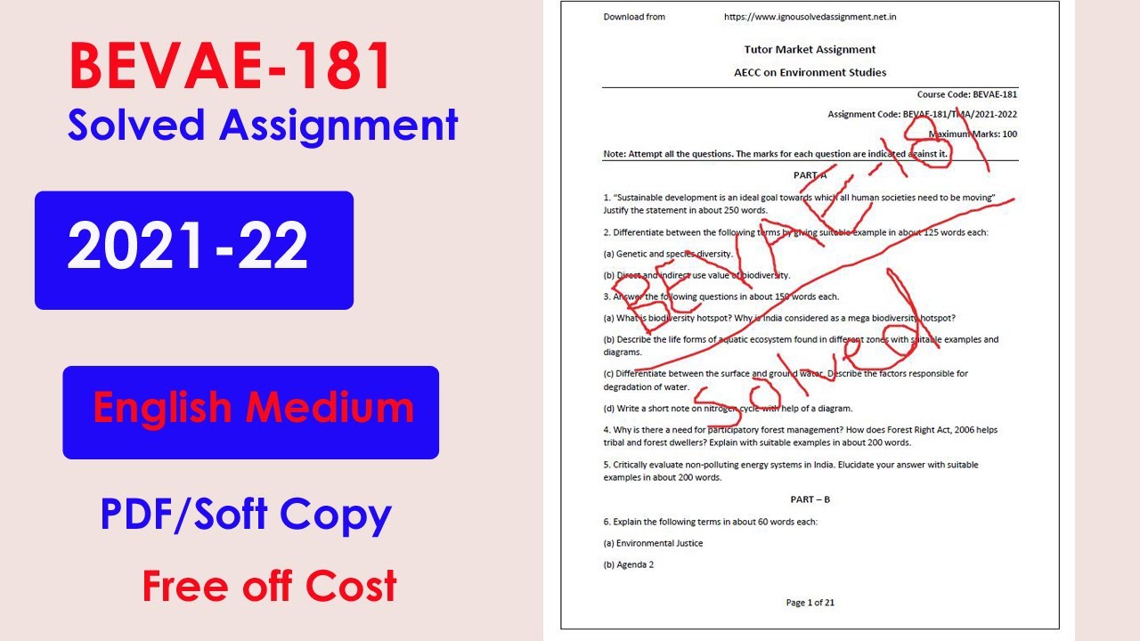 BEVAE-181 Solved Assignment 2021-22 | BEVAE-181 Solved Assignment 2021-22 English