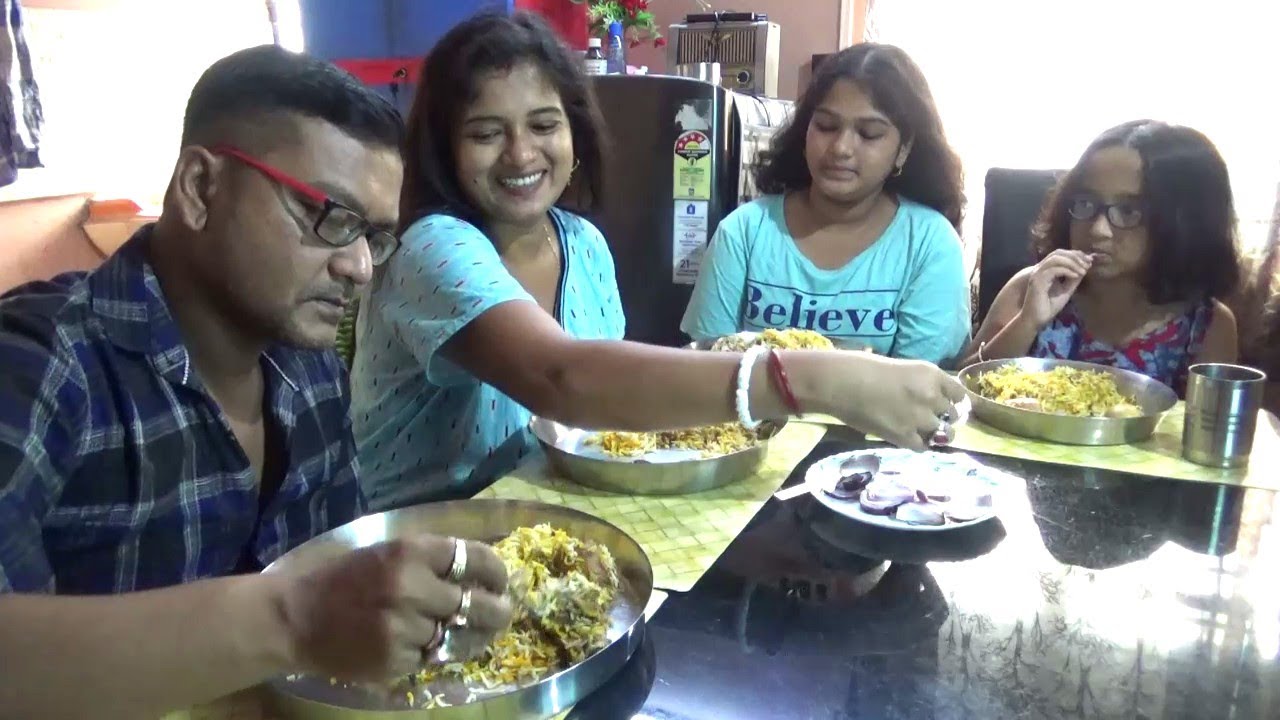 Husband Wife Preparing Chicken Biryani & Eating | Best Family Eating Show