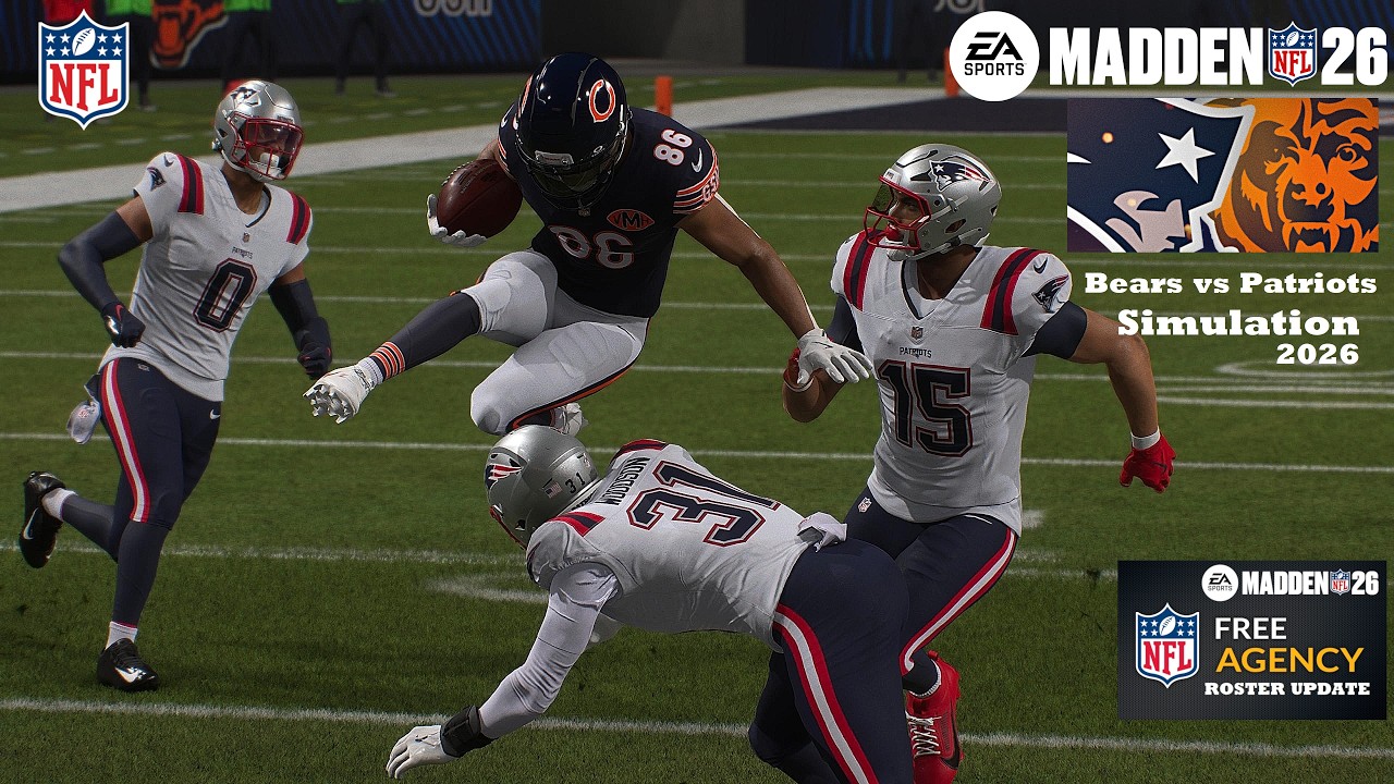 Madden 26 Kalif Raymond Bears vs Kevin Byard lll Patriots - Updated Roster Simulation 2026 Game Play
